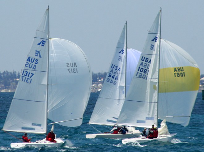 Mark Bradford (AUS1317), Craig Healy (USA 946) and Jud Smith (USA1061)- Audi Etchells Worlds 2006 © Sail-World.com /AUS http://www.sail-world.com